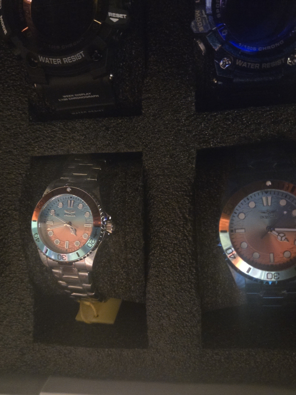 His/Hers Pro Divers Swim Watch - Stainless Steel Blue-Orange Dial